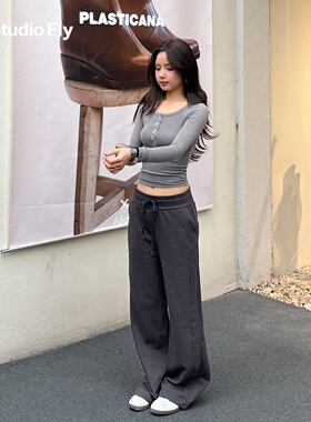 F.Y Studio Fly抽绳直筒卫裤女2026春季新款宽松阔腿裤垂顺休闲裤