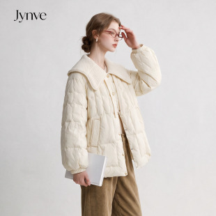 Jynve 白色设计感娃娃领羽绒服女2026冬季韩系超好看保暖加厚外套