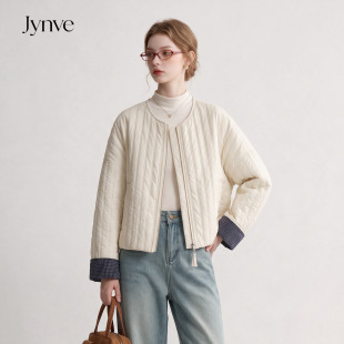 Jynve 米白色短款轻薄棉服女2026冬季韩系高级感复古棉衣夹棉外套