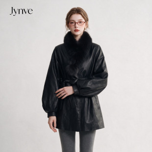 Jynve 黑色真狐狸毛领皮衣羽绒服女2026冬高级感显瘦90白鸭绒外套