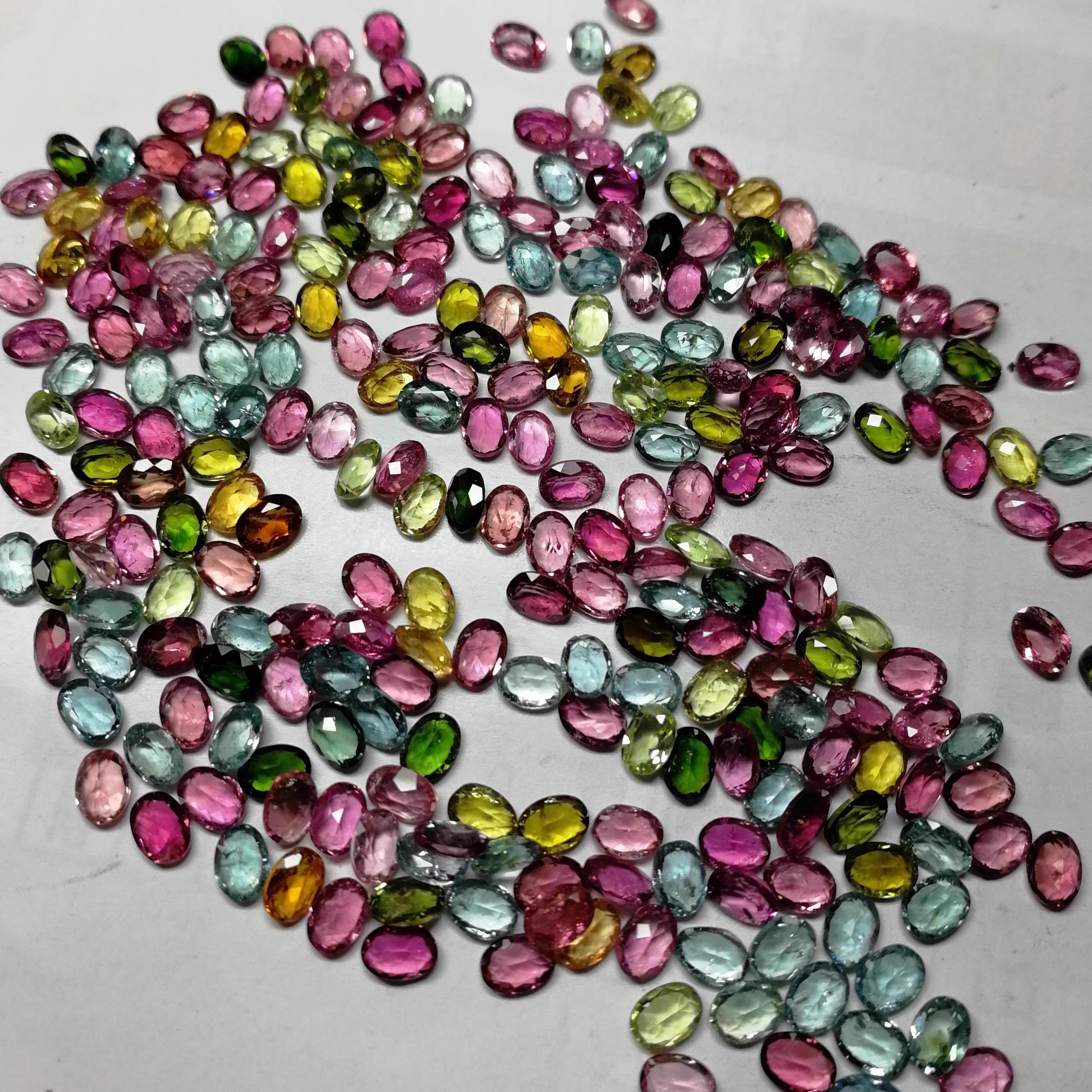 天然巴西彩色碧玺 3*4mm 蛋形椭形戒面 珍珍天然宝石