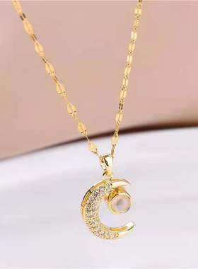 小众ins月亮钛钢七夕节女士吊坠