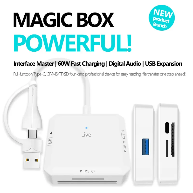 跨境拓展坞usb接口扩展器typec手机外接tf卡sd卡ms卡cf耳机拓展坞