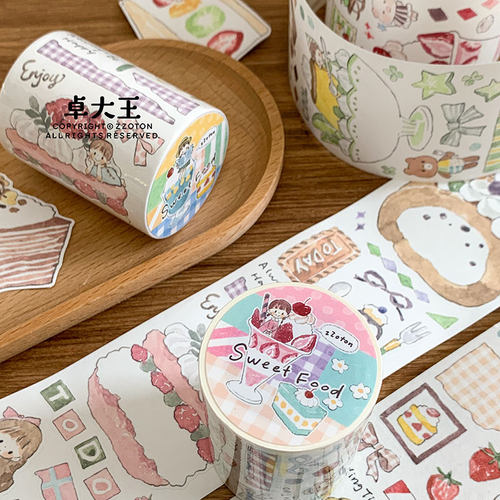 卓大王胶带模切【阿卓大大甜品】和纸书写纸蛋糕手帐装饰日记拼贴