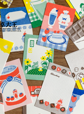 卓大王便签纸素材RISO复古高档特种纸M5A7替芯内页双色手帐装饰