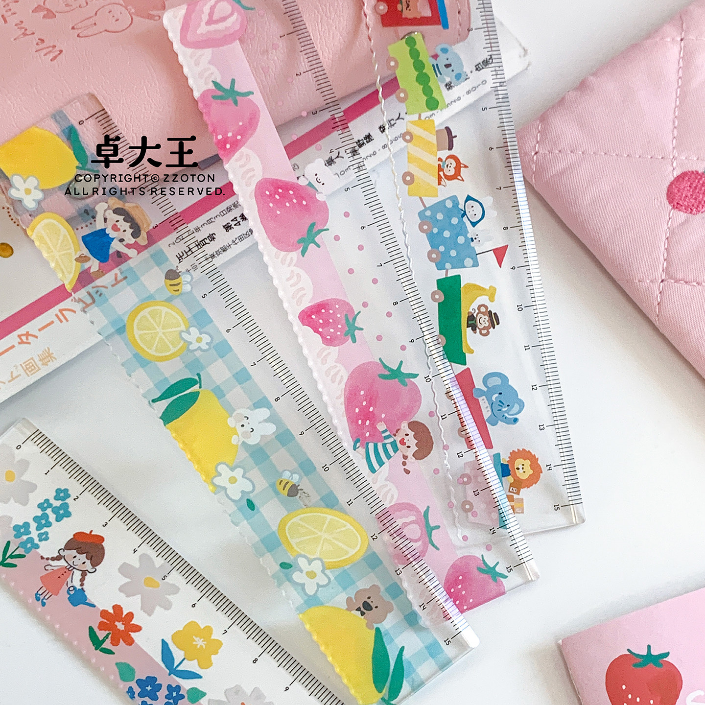 卓大王尺子15厘米波浪线透明亚克力可爱直尺学生文具高颜值手帐