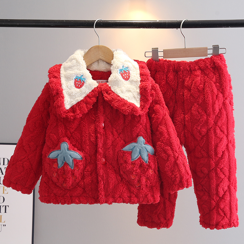 三层加厚绒料家居服聚酯纤维冬季