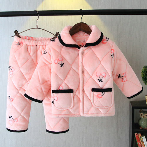 冬季儿童睡衣加厚夹棉男孩珊瑚绒