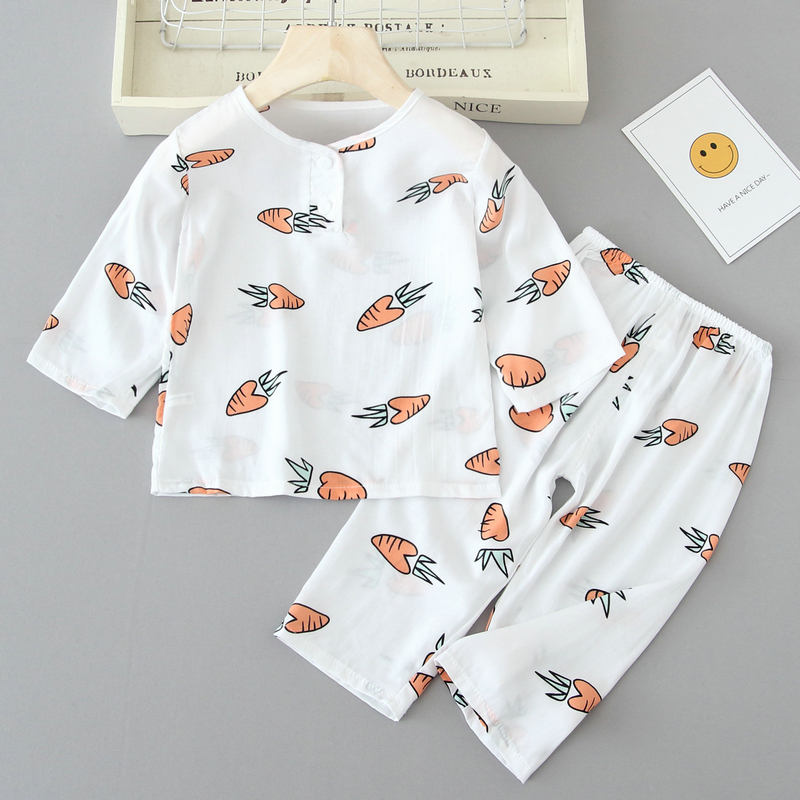 棉绸儿童家居服卡通夏季