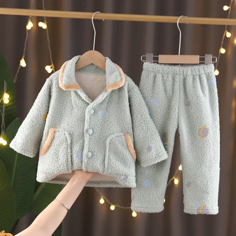 儿童睡衣秋冬法兰绒泰迪绒加绒