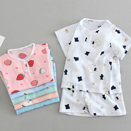 夏季棉绸短裤宝宝卡通风家居服