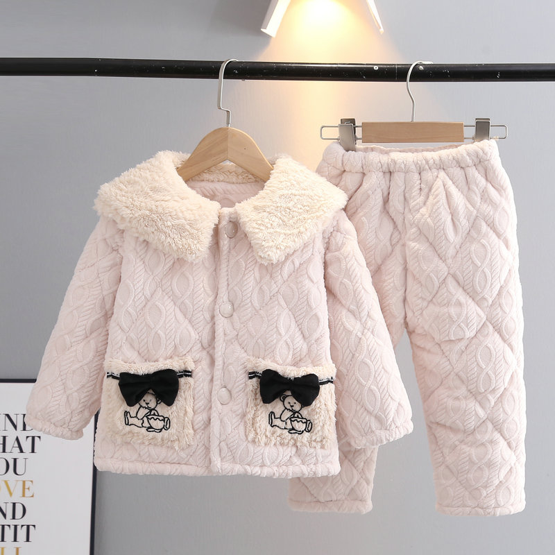 聚酯纤维公主风牛奶绒冬季睡衣