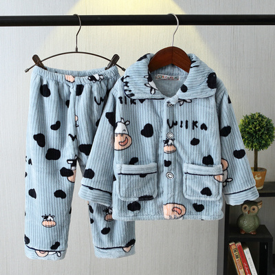 儿童法兰绒睡衣绒料卡通春秋