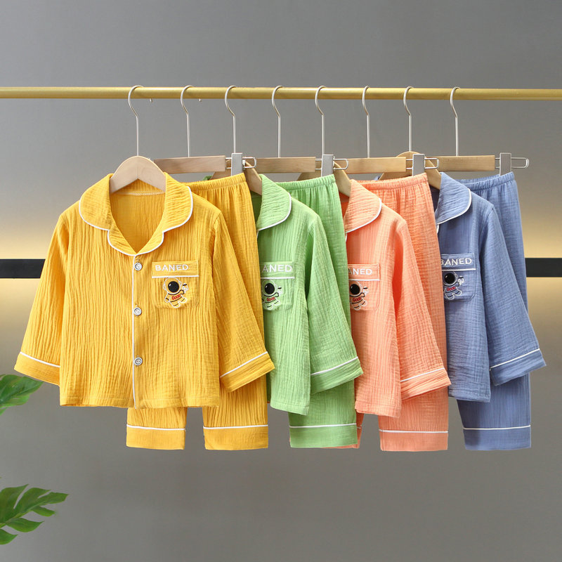 儿童睡衣春秋款纯棉纱家居服套装