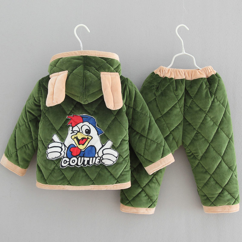 冬款品质男女三层夹棉带帽睡衣