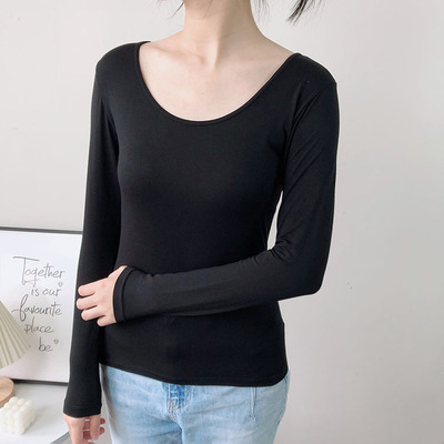 低领莫代尔打底衫秋衣修身上衣