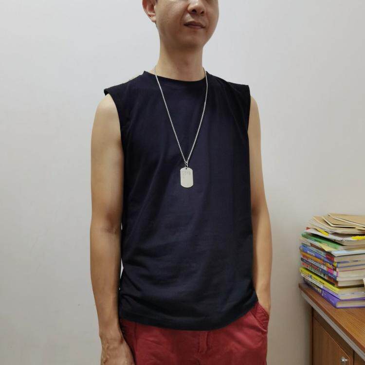 纯棉夏季新款宽肩无袖背心男士宽松百搭简约青年坎肩打底体恤上衣