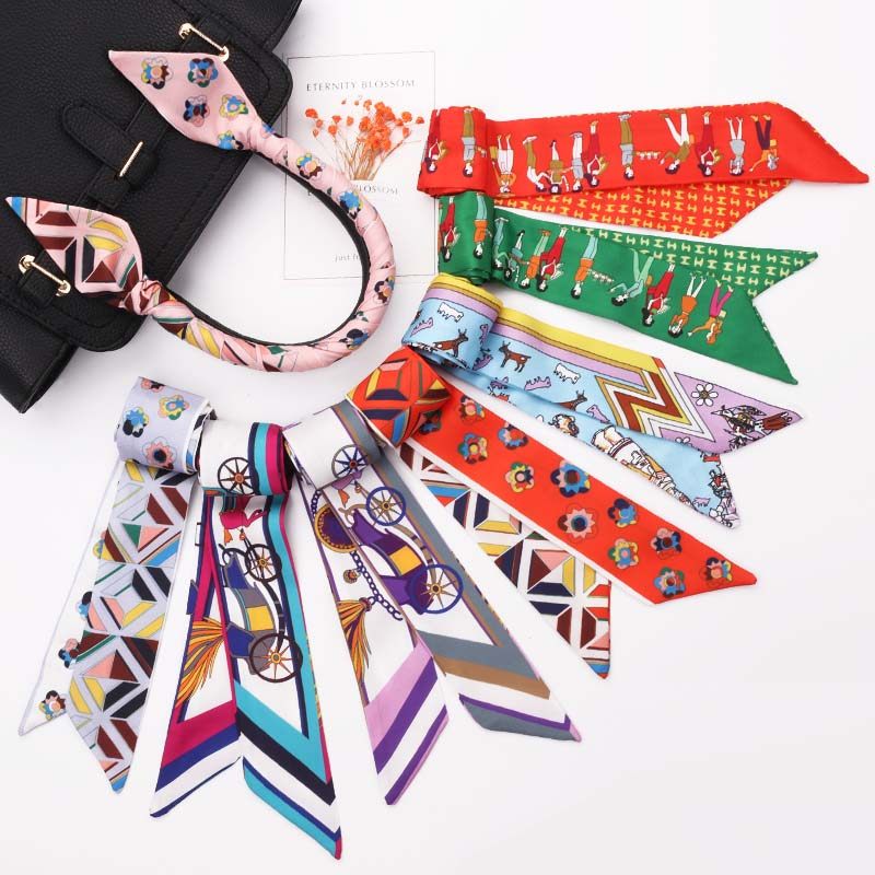 缠包包手柄小丝巾系手拎包绑手提包装饰丝带韩式印花领巾长条飘带