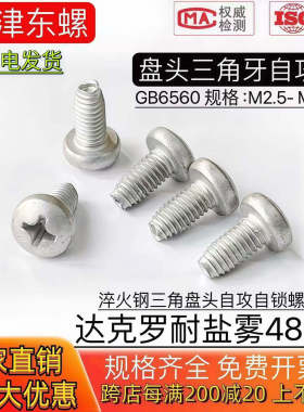 达克罗盘头三角牙自攻螺丝自锁螺钉GB6560防腐耐盐雾M2.5M3M4M5M6