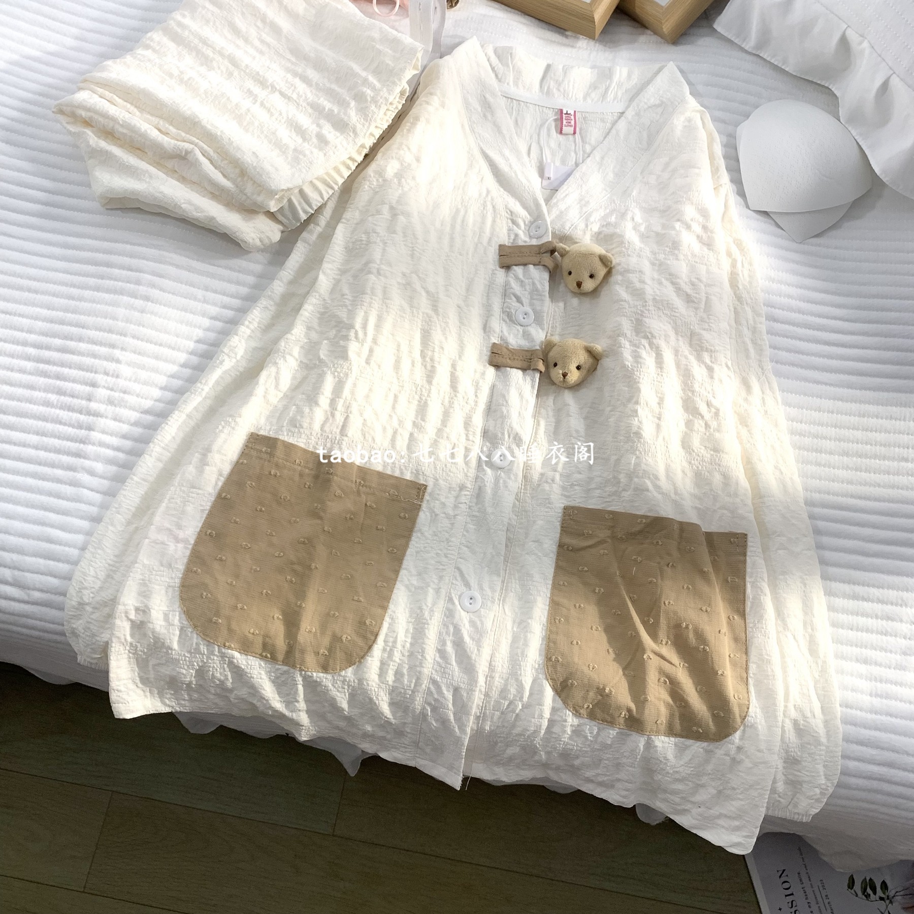云朵棉月子服夏薄款V领孕产妇哺乳睡衣8月份9纯棉全棉吸汗家居服