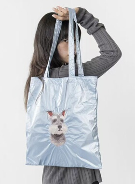 【北京现货】 Casselini 雪纳瑞 刺绣蓝色托特单肩包