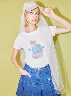 日本订购 Candystripper 猫咪褶皱半袖