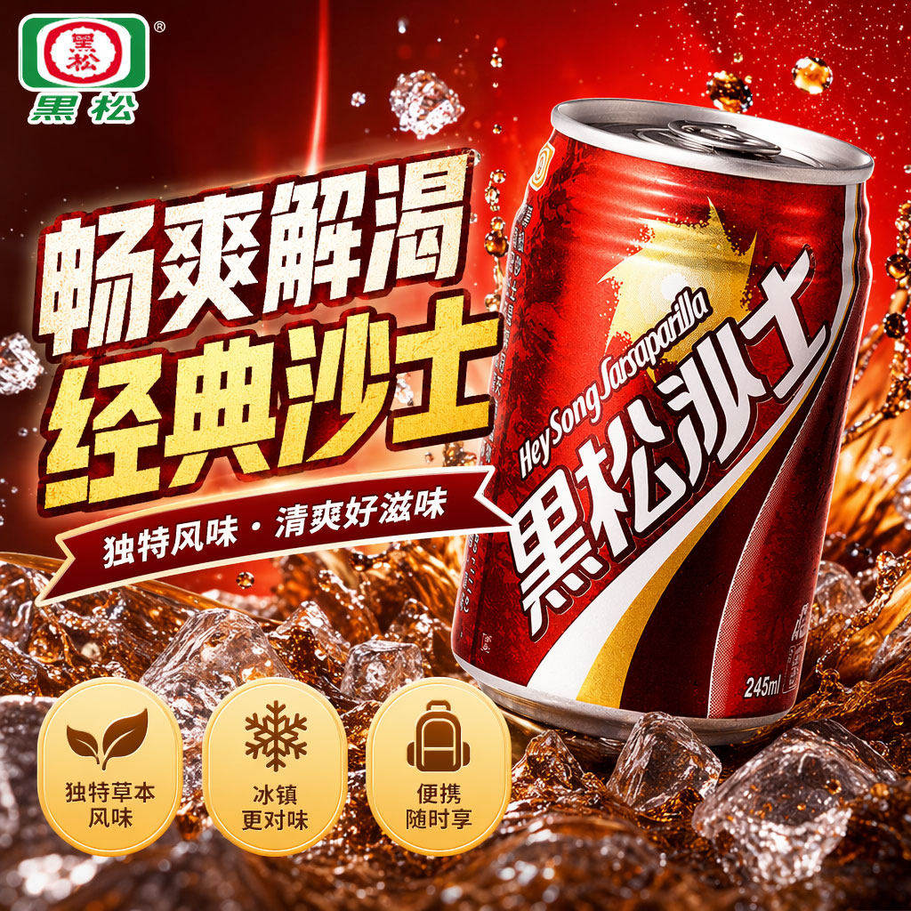 台湾进口黑松沙士经典原味网红难喝碳酸汽水夏日冰镇饮料加盐沙士