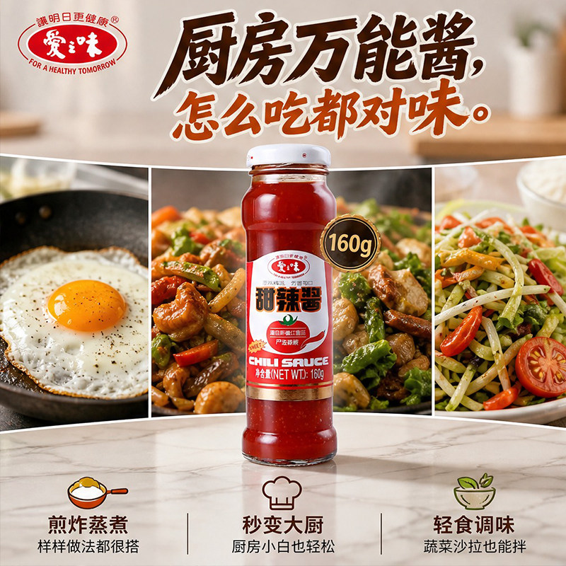 爱之味甜辣酱160g纯素酸甜适口泡菜炸串春卷水饺家常菜提味蘸酱汁图片