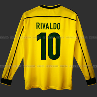 1998巴西复古款球衣长袖主场9罗纳尔多10里瓦尔多足球服大罗波衫