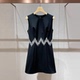 2024年夏季 A字连衣裙小黑裙女Q820301A 无袖 新款 黑色高定亮片短款