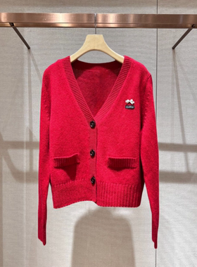 2026春季新款V领拼接蝴蝶结单排扣两件套针织开衫女上衣XSJ1M02D