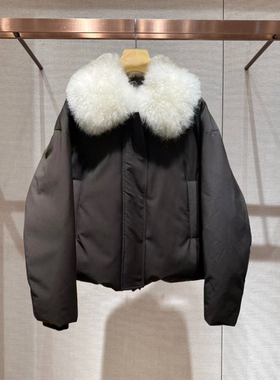 2025冬季新款复古设计感毛绒绒翻领拼接拉链款羽绒服外套XRJ7G09C