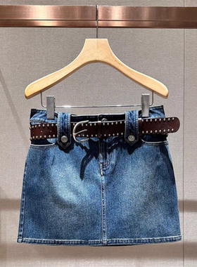 2024年秋季新款通勤高腰腰带水洗直筒百搭显瘦牛仔半身裙Q147202E