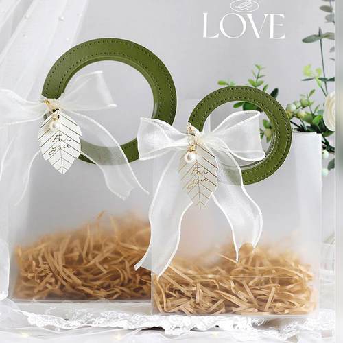 INS风透明磨砂PP手提袋伴手礼品袋婚礼喜糖袋子结婚伴娘礼物空盒