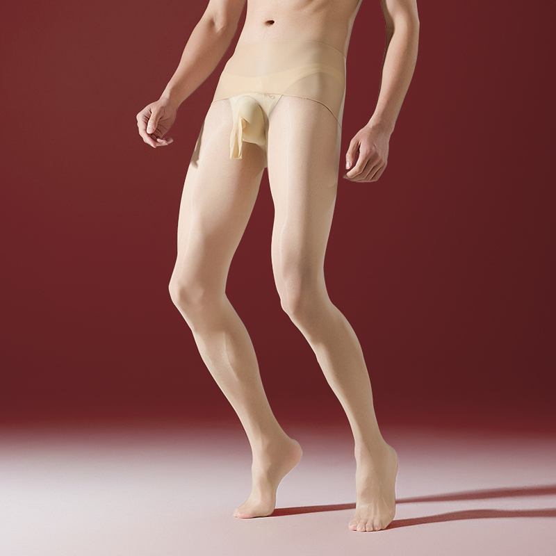 卿荷超薄无缝裆油亮大码高腰极光丝袜无缝JJ套男士丝袜油光连裤袜