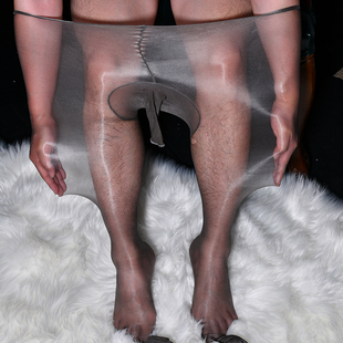 里丝 连裤 卿荷1D男士 无边极光丝袜jj套油亮诱惑无缝包蛋舒适大码