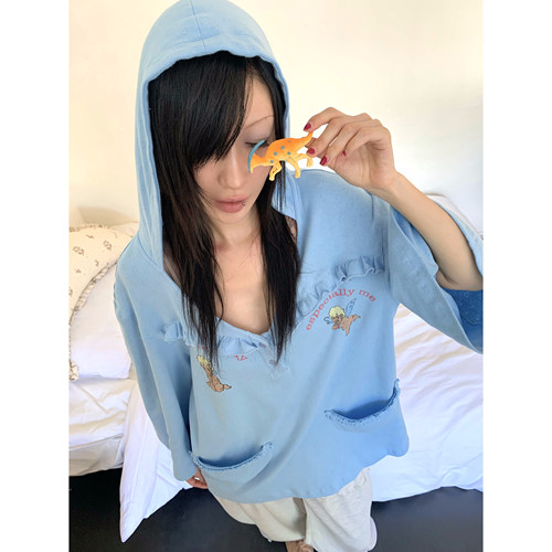 FOURFORTY ANGEL LOVE BABY HOODIE自爱天使 治愈系花边连帽T恤裙