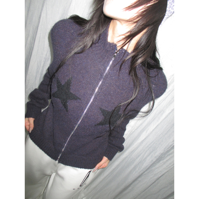 FOURFORTY 暖冬学院 星星提花拉链百搭保暖毛衣