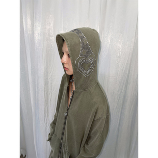 FOURFORTY HEADPHONE GRUNGE HOODIE浪漫爱心耳机卫衣