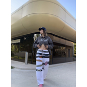 很狂 PRINT FOURFORTY BELT PANTS 摇滚味儿腰带印花加绒卫裤