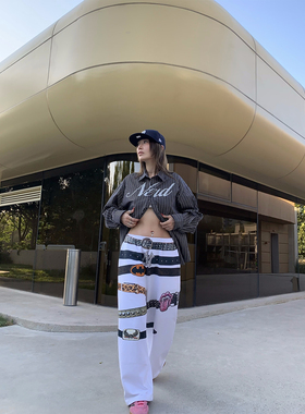 FOURFORTY 3D PRINT BELT PANTS 很狂的摇滚味儿腰带印花加绒卫裤