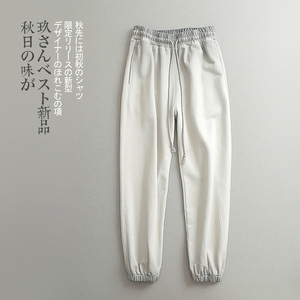 【见川】秋季日潮穿搭 做旧做脏工艺 宽松阔腿针织系带束脚卫裤