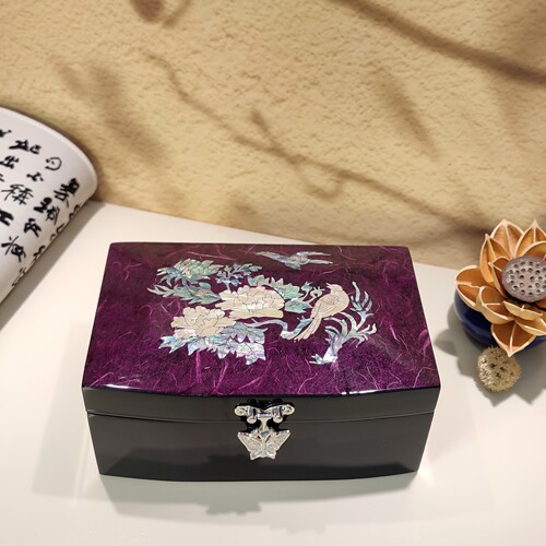 首饰盒收纳盒螺钿贝雕漆器工艺品