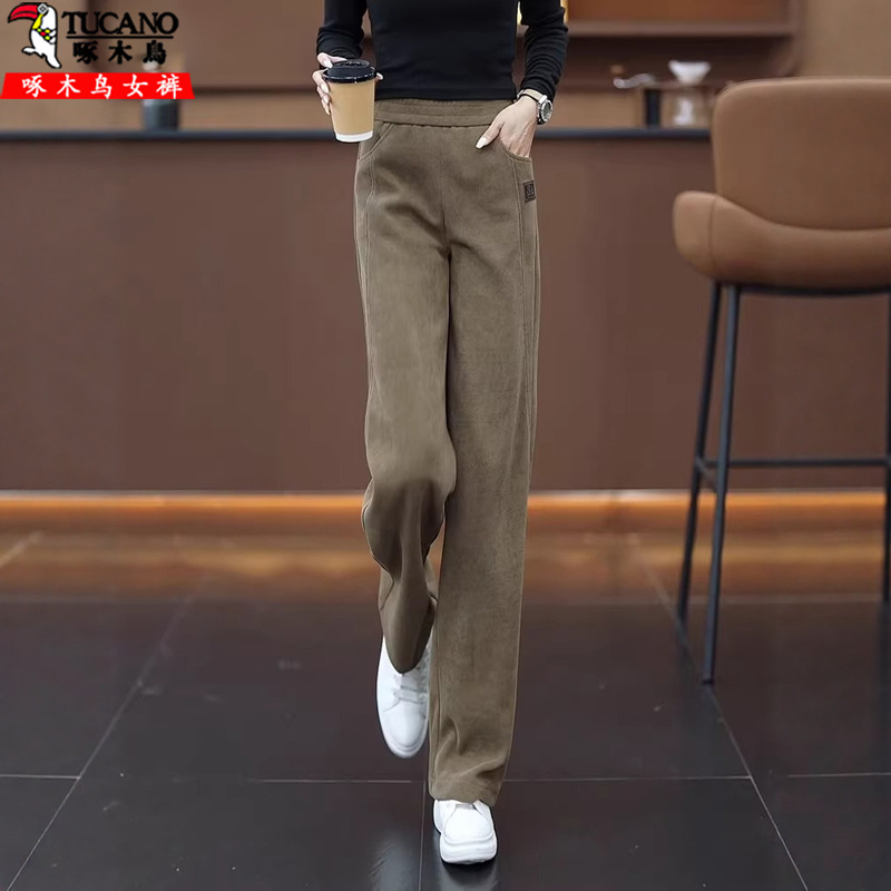 啄木鸟欧棉绒阔腿裤秋冬新款