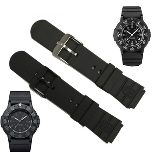 手表配件适用Luminox鲁美诺斯军表树脂橡胶手表带3901/3001/3000