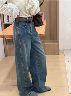 特价~~~ T-PLATFORM73007 秋冬新品高腰宽松显瘦香蕉裤直筒抓毛牛