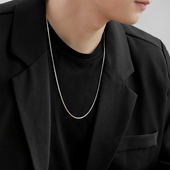 蛇骨链钛钢项链男款 高级男生细锁骨链 潮轻奢小众设计感链子细男士