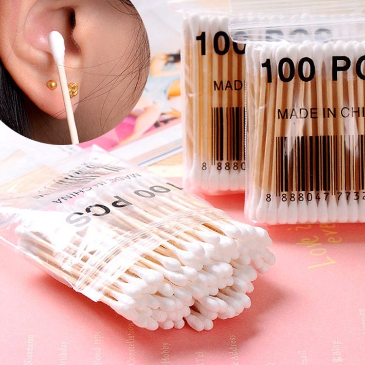 优质100支软袋木棒双头棉签 化妆棉签棒棉球 清洁卫生棉棒美容棒