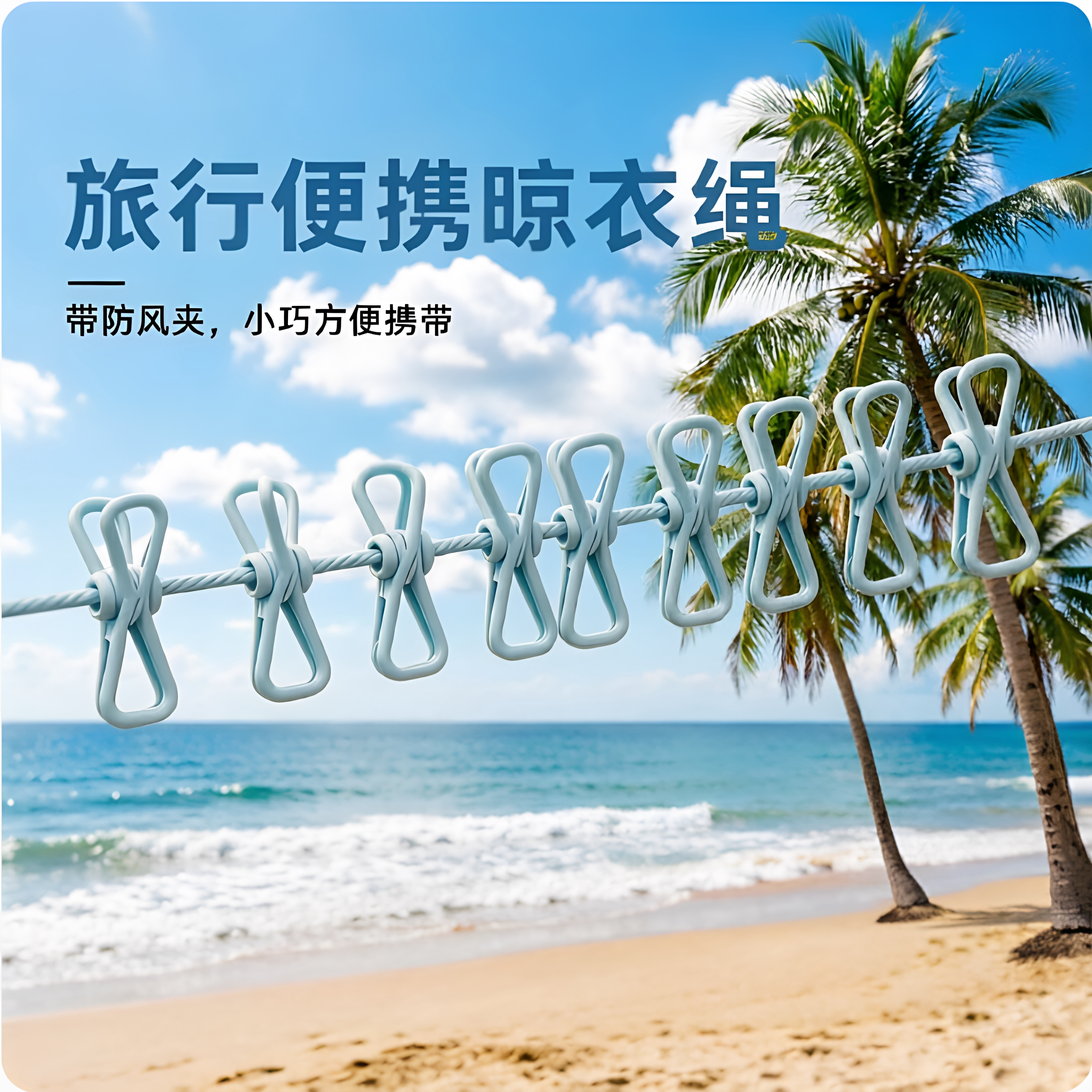 旅行便携晾衣绳酒店晾衣服旅游出差挂衣绳弹力带夹子便携衣架神器