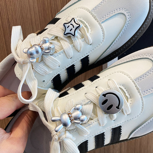 运动鞋 花适配德训鞋 带扣可拆卸diy创意鞋 ins风高级感银色系笑脸鞋
